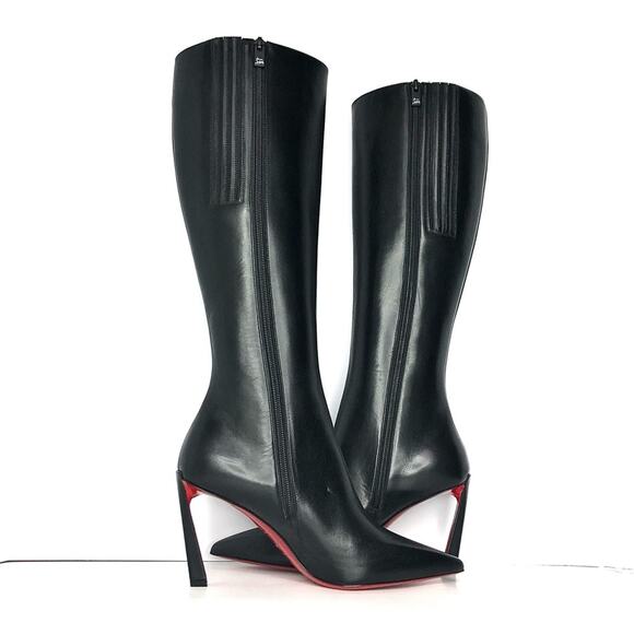 NEW Christian Louboutin Condora Botta 85 Knee High Black Pointed Toe Boots 37.5 - Picture 3 of 9